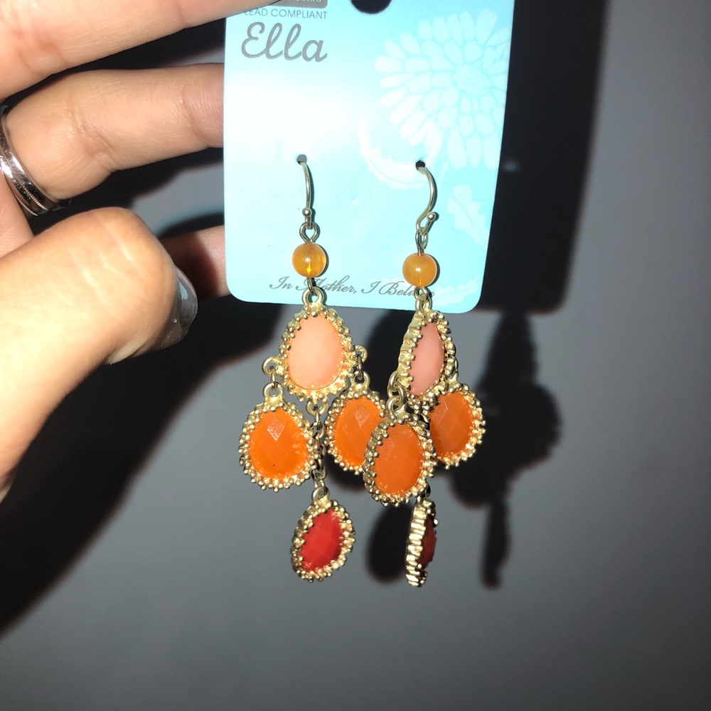 Orange drop earrings